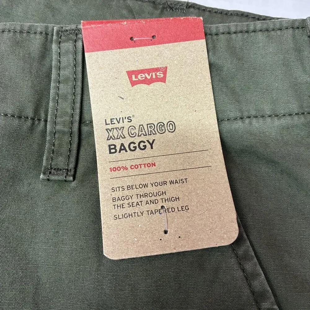 Levi’s XX Cargo Baggy Pants Men’s Size 32x30 Forest Green Slightly Tapered Leg